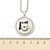 316 Surgical Stainless Steel Aromatherapy Diffuser Perfume Hollow Flat Round Pendant Box Chain Necklaces NJEW-R016-01P-04-5