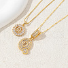 2Pcs 2 Styles Brass Pave Clear Cubic Zirconia Initial Pendant Necklace Sets FS-WGBC393-17-1