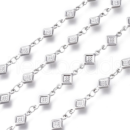 Tarnish Resistant 304 Stainless Steel Rhombus Link Chains CHS-P011-04P-1