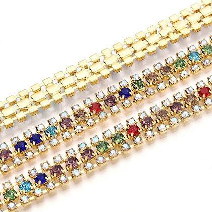 Iron Rhinestone Cup Chains CH-T006-04G-02-1