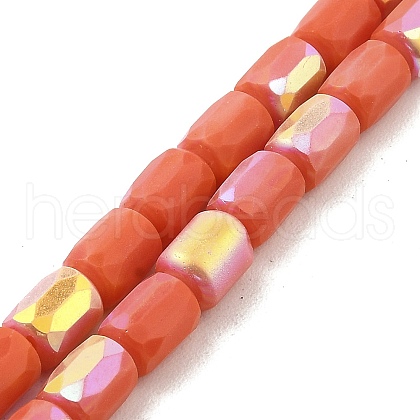 Frosted Imitation Jade Glass Beads Strands GLAA-P058-07B-14-1