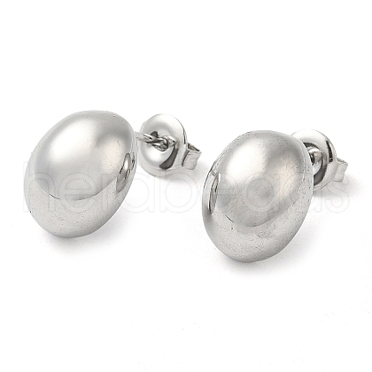 Non-Tarnish 304 Stainless Steel Oval Stud Earrings EJEW-Z022-12P-1
