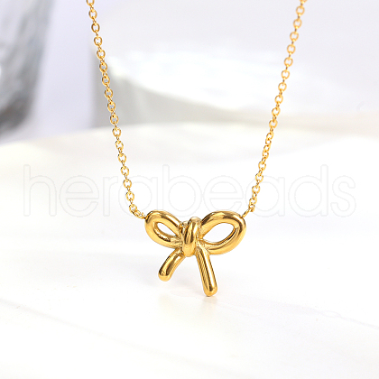 Stainless Steel Bowknot Pendant Necklaces for Women LX5472-1-1
