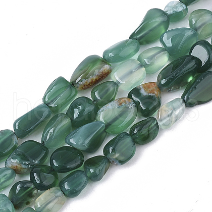 Natural Green Onyx Agate Beads Strands G-S363-047-1