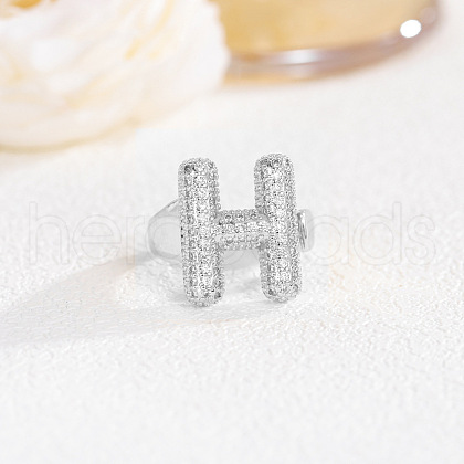 Brass Micro Pave Clear Cubic Zirconia Cuff Rings FS-WG4832E-16-1