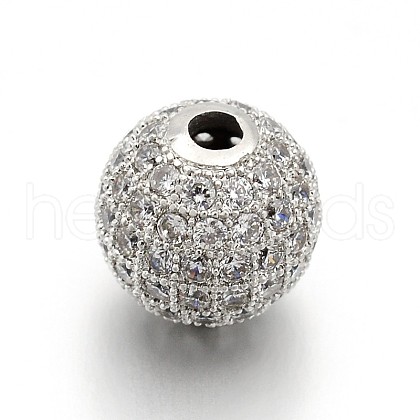 CZ Brass Micro Pave Cubic Zirconia Round Beads ZIRC-L017-05P-1