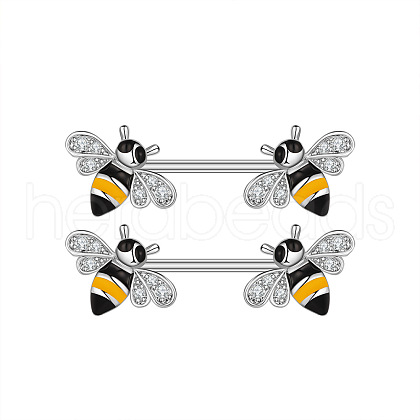 304 Stainless Steel Cubic Zirconia Nipple Rings WG0A897-03-1
