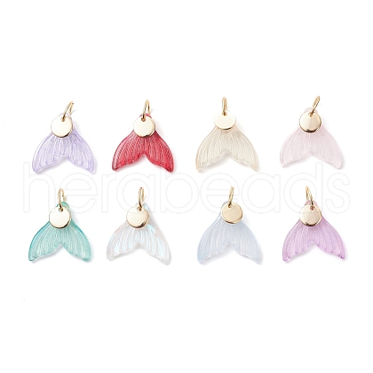 8Pcs 8 Colors Glass Pendants PALLOY-JF03569-1