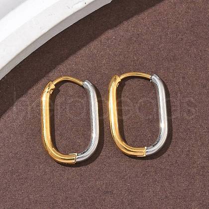 304 Stainless Steel Two Tone Hoop Earrings EJEW-P313-01C-G-1