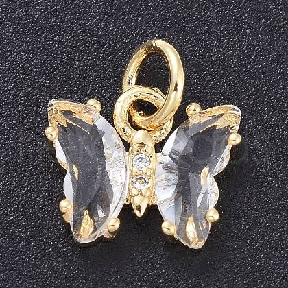 Brass Micro Pave Clear Cubic Zirconia Pendant ZIRC-P079-B01-17-1