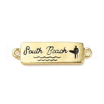 Beach Theme Rack Plating Brass Rectangle Connector Charms KK-P261-08D-G08-1