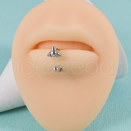 304 Stainless Steel 3 Spike Cone Hoop Lip Rings FS-WG8FC2A-07-1