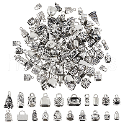   120Pcs 20 Styles Tibetan Style Alloy Cord Ends TIBE-PH0002-21-1