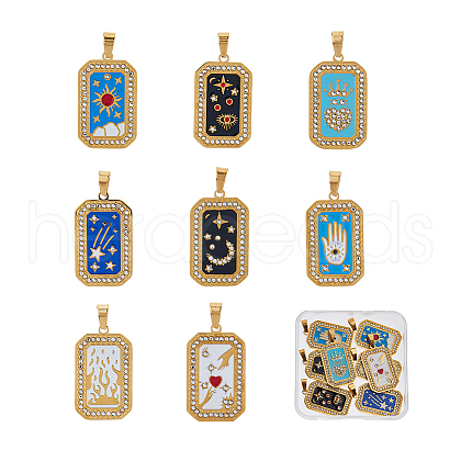 DICOSMETIC 8Pcs 8 Colors Ion Plating(IP) 304 Stainless Steel Pendants STAS-DC0016-24-1