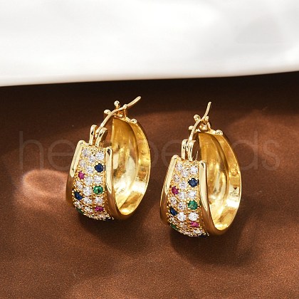 Brass Micro Pave Cubic Zirconia Hoop Earrings EJEW-F895-23B-G-1