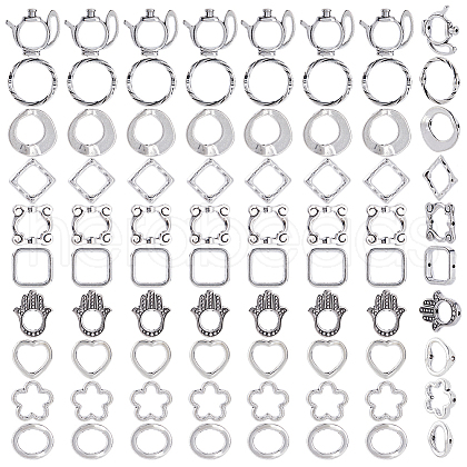 SOFPLATE 100Pcs 10 Styles Tibetan Style Alloy Bead Frames Sets TIBE-SP0001-16B-1