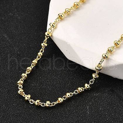 Brass Rondelle Link Chain Necklaces NJEW-M108-05G-1