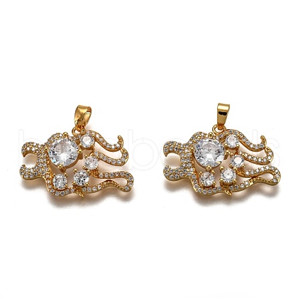 Brass Clear Cubic Zirconia Constellation Charms KK-J278-33G-B-1