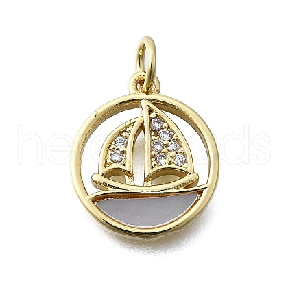 Brass Micro Pave Clear Cubic Zirconia Pendants KK-V010-20G-1