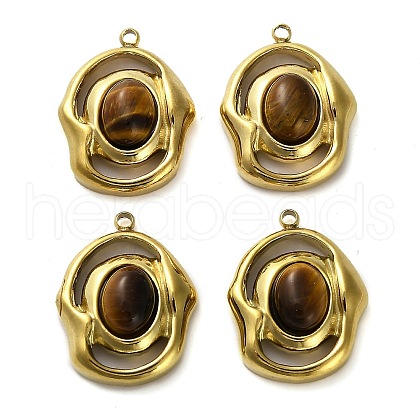 Natural Tiger Eye Pendants STAS-H438-10G-04-1