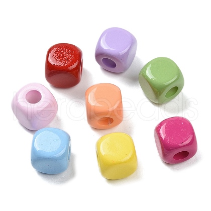 Baking Painted Opauqe Acrylic Beads OACR-B035-03-1