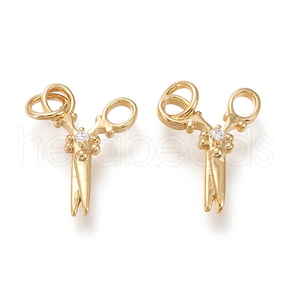 Brass Micro Pave Clear Cubic Zirconia Charms KK-F820-20G-1