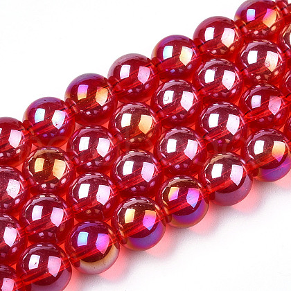 Electroplate Transparent Glass Beads Strands X-GLAA-T032-T8mm-AB09-1