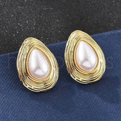 201 Stainless Steel Teardrop Stud Earrings EJEW-P304-02G-1