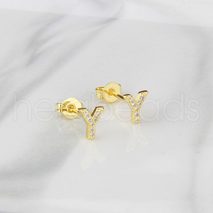 Brass Clear Cubic Zirconia Stud Earrings WGC2A80-25-1
