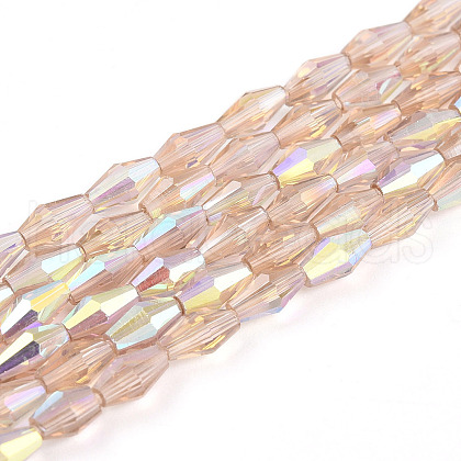 Transparent Electroplate Glass Beads Strands GLAA-K064-05A-01E-1