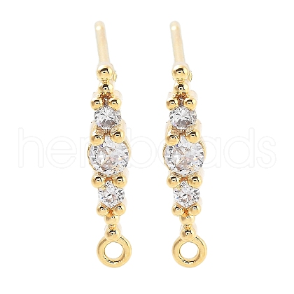 Brass Clear Cubic Zirconia Stud Earring Findings KK-A238-02C-G-1