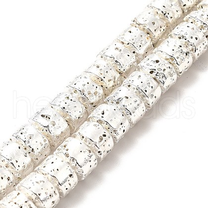 Electroplated Natural Lava Rock Beads Strands G-G984-07S-1