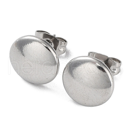 Non-Tarnish 304 Stainless Steel Flat Round Ear Studs for Women EJEW-P234-08P-1