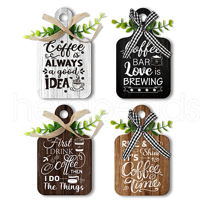 Wooden Pendant Decoration HJEW-WH0074-018-1