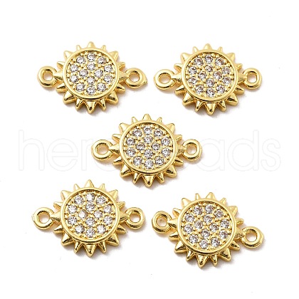Brass Micro Pave Clear Cubic Zirconia Connector Charms KK-P304-01G-1