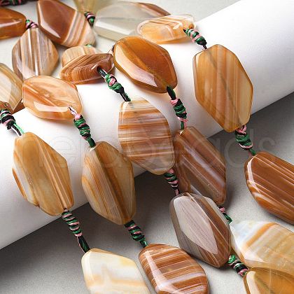 Natural Banded Agate/Striped Agate Beads Strands G-G196-A01-01-1