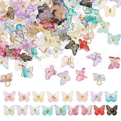 HOBBIESAY 100Pcs Transparent Glass Butterfly Charms FIND-HY0003-79-1