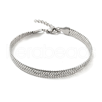 Non-Tarnish 304 Stainless Steel Herringbone Chain Bracelet BJEW-D028-02B-02P-1