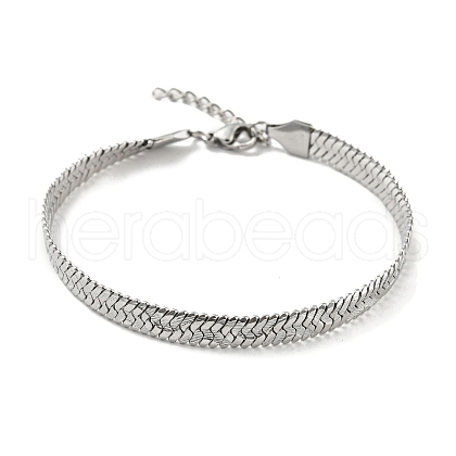 304 Stainless Steel Herringbone Chain Bracelet BJEW-D028-02B-02P-1