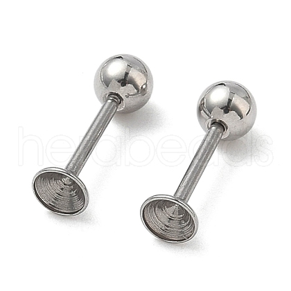 304 Stainless Steel Stud Earring Findings STAS-U056-04A-P-1