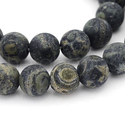 Frosted Round Natural Kambaba Jasper Bead Strands G-J276-64-10mm-1