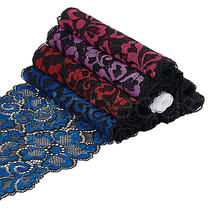 BENECREAT 10Pcs 10 Colors Polyester Elastic Lace Trim OCOR-BC0007-57-1