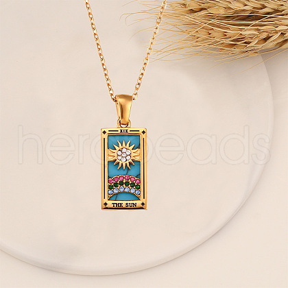 Stainless Steel Enamel Tarot Pendant Necklaces FS-WG91854-09-1