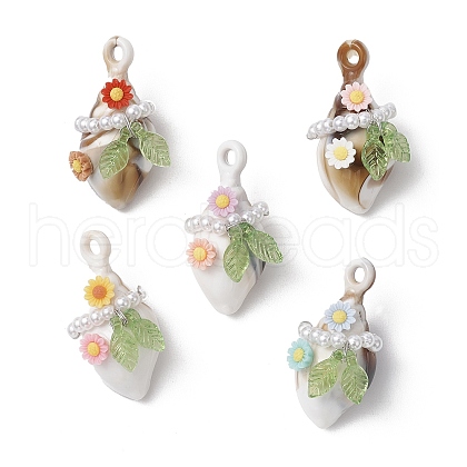 Acrylic & Copper & Resin & ABS Plastic Imitation Pearl Pendants PALLOY-JF03889-1