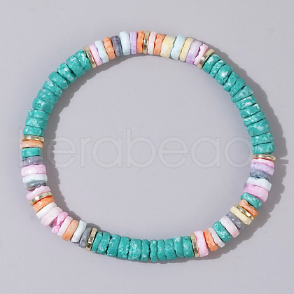 Mother's Day Jewellery Bohemian Style Pearl Shell Heishi Beads Stretch Bracelets for Women YA0388-1-1