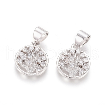 Brass Micro Pave Clear Cubic Zirconia Charms ZIRC-G153-40P-1
