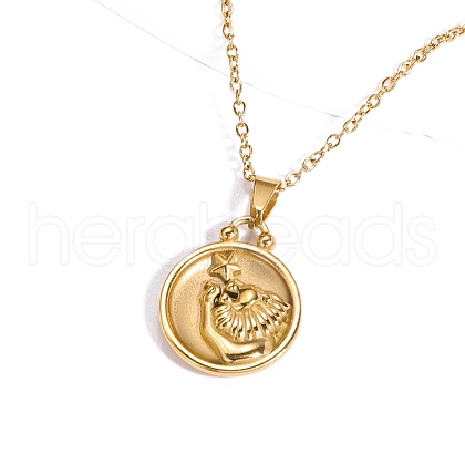 Stainless Steel Constellation Pendant Cable Chain Necklaces for Women Men PW-WG22DB4-01-1