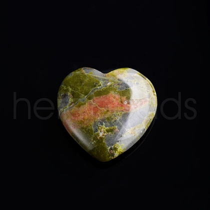 Mother's Day Gifts Natural Unakite Love Heart Stone PW-WG32553-09-1