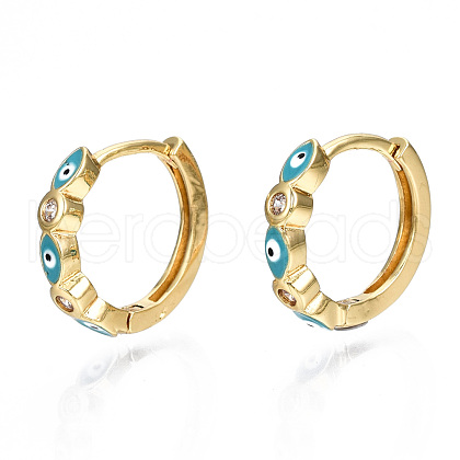 Brass Micro Pave Cubic Zirconia Huggie Hoop Earrings X-EJEW-T014-09G-02-NF-1