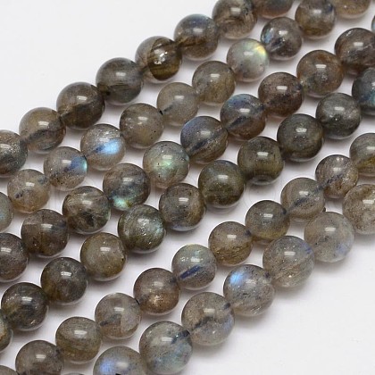 Natural Labradorite Round Bead Strands G-M262-6mm-09-1